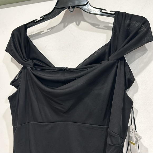 Alex Evenings - 132156 Cowl Neck Sheath Dress With Overlay Skirt black 14 P New - Picture 3 of 10